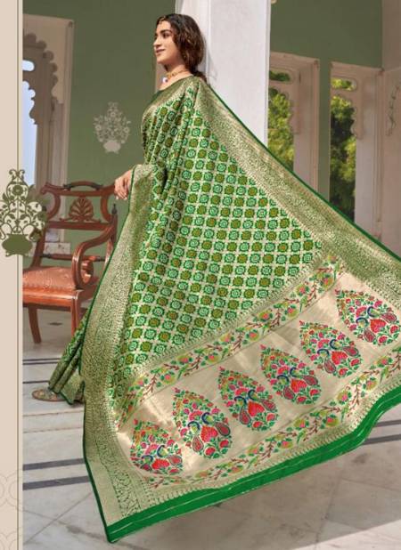 Dark Green Colour MANJUBAA MUDRIKA SILK Heavy Festive Wear Designer Saree Collection 8005
